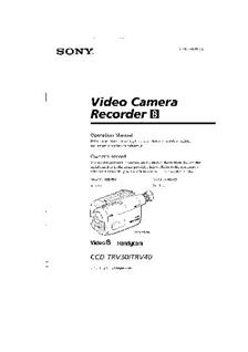 Sony CCD TRV 30 manual. Camera Instructions.